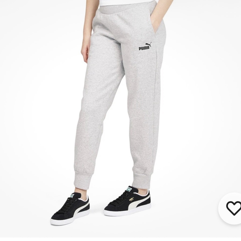 New PUMA Essentials High Waisted Joggers Womens Grey Casual Athletic Bottoms xL
